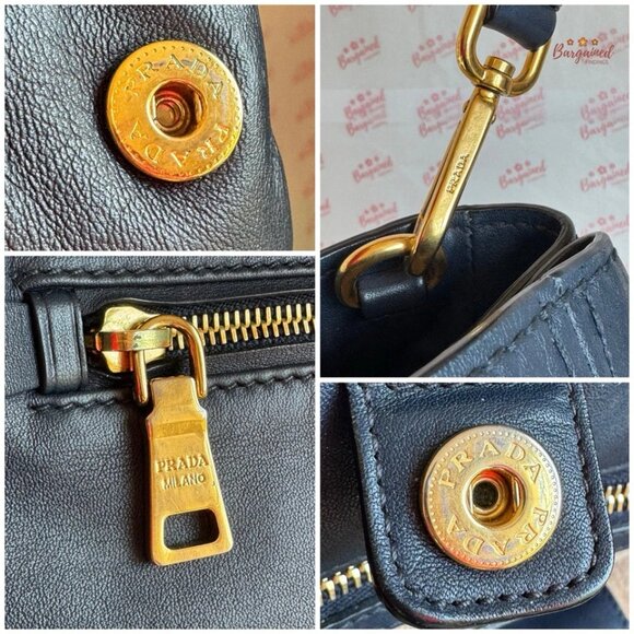 Authentic PRADA Baltico (Blue) Calf Leather Two Way Large Tote Bag - Picture 9 of 13